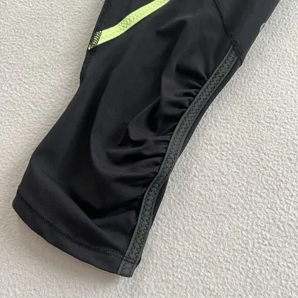 Lululemon Run Pace Crop Black Deauville Stripe Clear Mint Light Grey Pant 4 - Picture 3 of 11